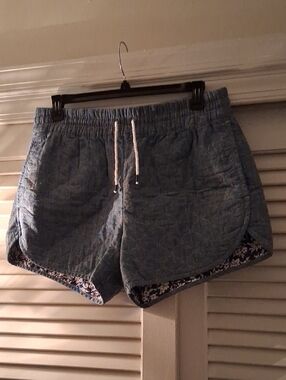 Polo by Ralph Lauren Light Blue Quilted Shorts with Floral Trim
